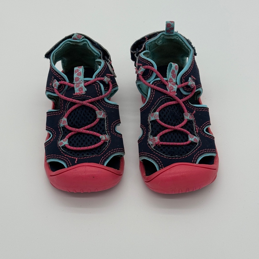 Child of Mine by Carter's Toddler Girls 4 Sandals Navy Pink Aqua Sport Shoes